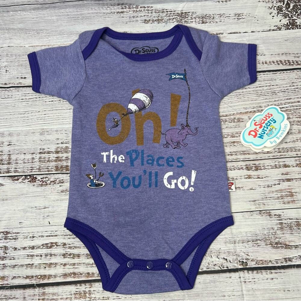 Oh the Places You'll Go‎ Dr Seuss Bumkins Bodysuit 6 Months Purple NEW